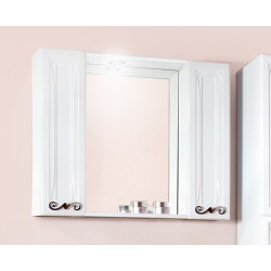 Зеркало Бриклаер Адель 85 белый глянец с двумя шкафчиками