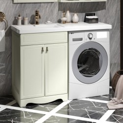 Тумба с раковиной Opadiris Клио 56 под стиральную машину, слоновая кость