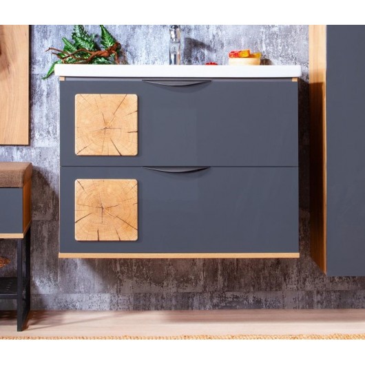 Тумба с раковиной Бриклаер Форест 80 антрацит, дуб золотой Тумба с раковиной Бриклаер Форест 80 антрацит, дуб золотой