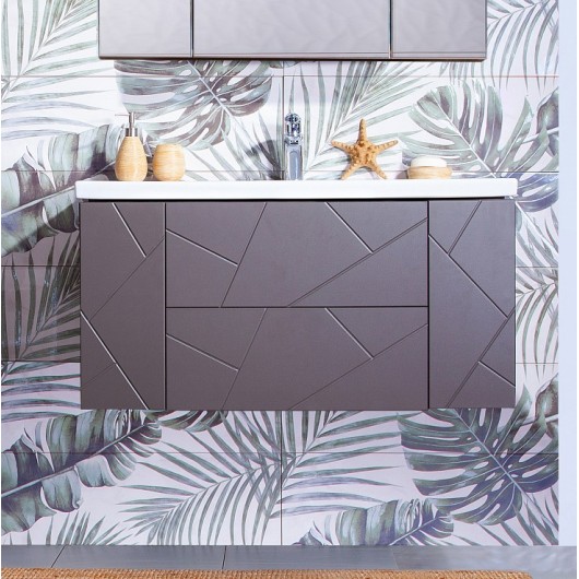 Тумба с раковиной Бриклаер Кристалл 100, софт графит