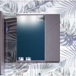 Зеркало Бриклаер Кристалл 60, софт графит со шкафчиком