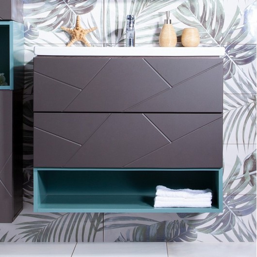 Тумба с раковиной Бриклаер Кристалл 80-1, софт графит