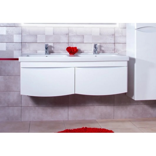 Тумба с раковиной Бриклаер Вега 125, белый глянец Тумба с раковиной Бриклаер Вега 125, белый глянец