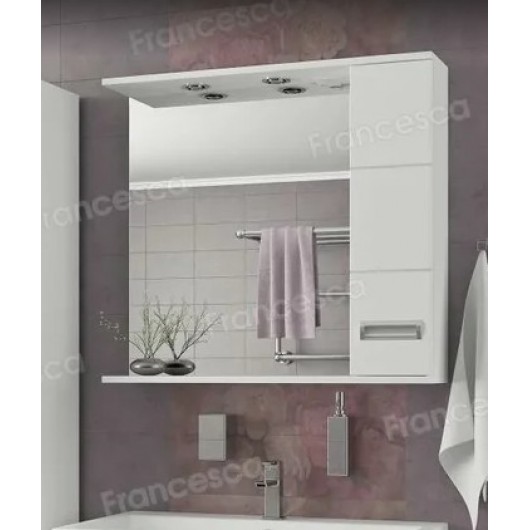Зеркало-шкаф Francesca Кубо 80 2С белый, правый