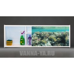 Фото экран под ванну раздвижной с полочкой Francesca Premium 1.5,1.7,1.8 Коралловые Рифы (Антискользящее Основание) 