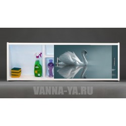 Фото экран под ванну раздвижной с полочкой Francesca Premium 1.5,1.7,1.8 Лебеди фото (Антискользящее Основание) 