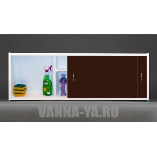 Экран под ванну раздвижной с полочкой Francesca Premium 1.5,1.7,1.8 горький шоколад (Антискользящее Основание) 