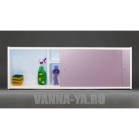 Экран под ванну раздвижной с полочкой Francesca Premium 1.5,1.7,1.8 розовый металик (Антискользящее Основание)