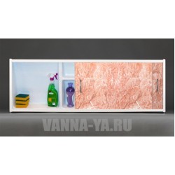 Экран под ванну раздвижной с полочкой Francesca Premium 1.5,1.7,1.8 тёмнорозовый мрамор (Антискользящее Основание) 