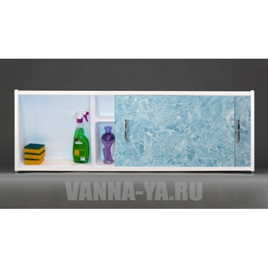 Экран под ванну раздвижной с полочкой Francesca Premium 1.5,1.7,1.8 голубой мрамор (Антискользящее Основание)
