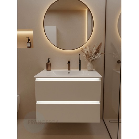 Тумба с раковиной Francesca Avanti Panda 80, DR-03B-80, подвесная, с подсветкой, бежевая Тумба с раковиной Francesca Avanti Panda 80, DR-03B-80, подвесная, с подсветкой, бежевая