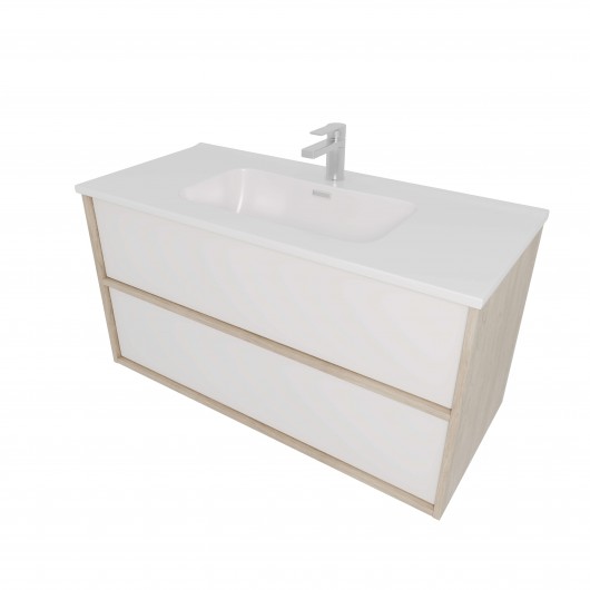 Тумба с раковиной Акватек Либра 100, дуб давос, белый матовый, 2 ящика Тумба с раковиной Акватек Либра 100, дуб давос, белый матовый, 2 ящика