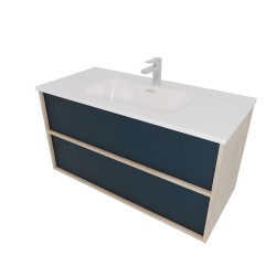 Тумба с раковиной Акватек Либра 100, дуб давос, серый матовый, 2 ящика