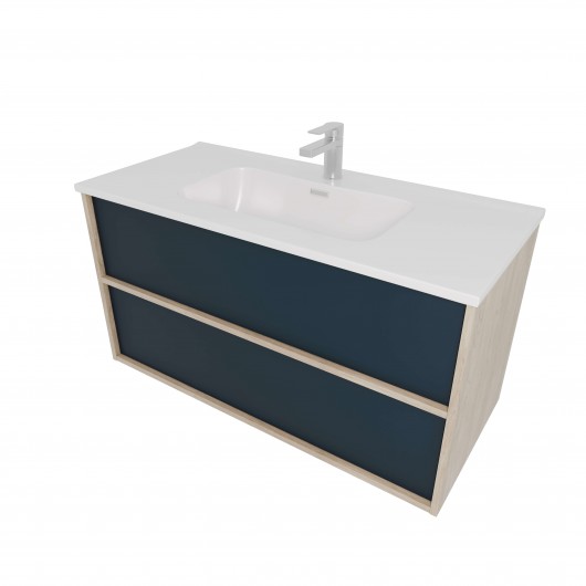 Тумба с раковиной Акватек Либра 100, дуб давос, серый матовый, 2 ящика