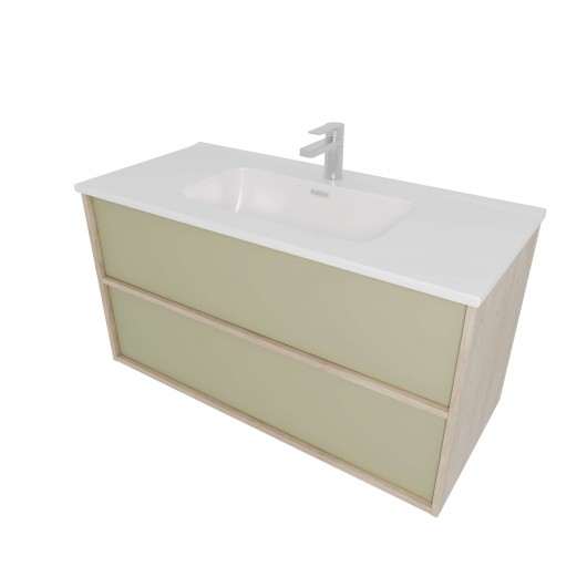 Тумба с раковиной Акватек Либра 100, дуб давос, шалфей зеленый, 2 ящика Тумба с раковиной Акватек Либра 100, дуб давос, шалфей зеленый, 2 ящика