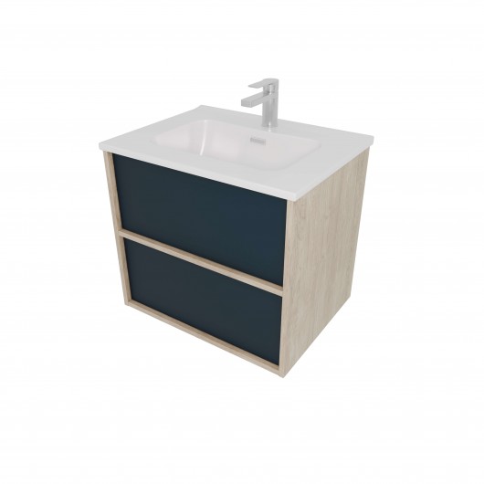 Тумба с раковиной Акватек Либра 60, с ящиками, дуб давос, серый матовый