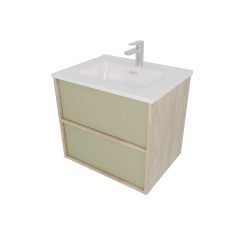 Тумба с раковиной Акватек Либра 60, с ящиками, дуб давос, шалфей зеленый