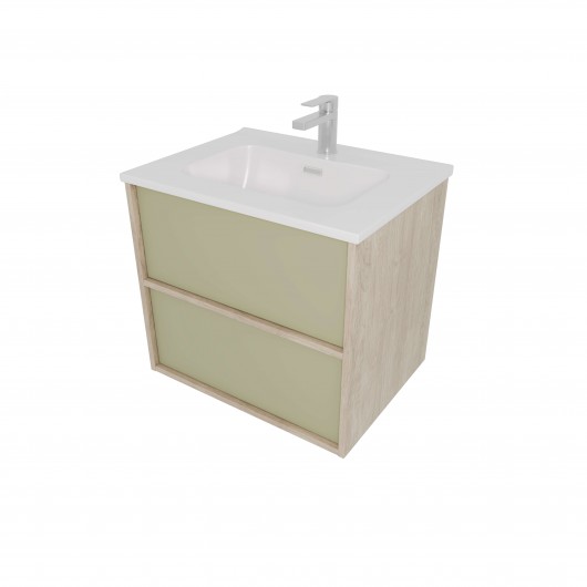 Тумба с раковиной Акватек Либра 60, с ящиками, дуб давос, шалфей зеленый Тумба с раковиной Акватек Либра 60, с ящиками, дуб давос, шалфей зеленый