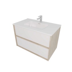 Тумба с раковиной Акватек Либра 80, 2 ящика, дуб давос, белый матовый