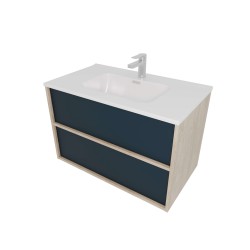 Тумба с раковиной Акватек Либра 80, 2 ящика, дуб давос, серый матовый