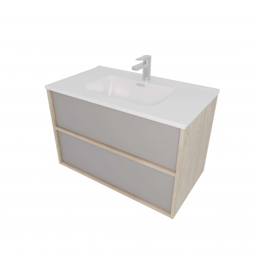 Тумба с раковиной Акватек Либра 80, 2 ящика, дуб давос, серый туман Тумба с раковиной Акватек Либра 80, 2 ящика, дуб давос, серый туман