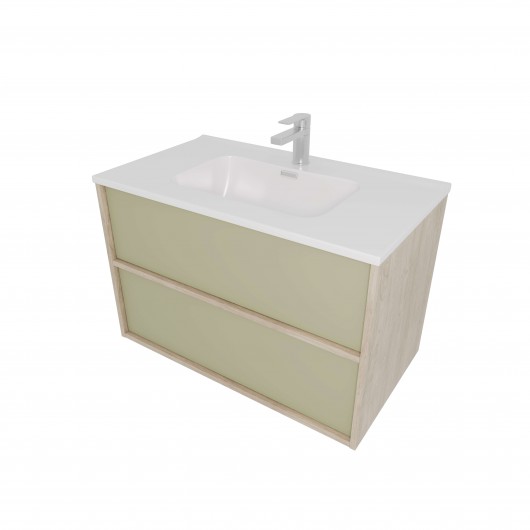 Тумба с раковиной Акватек Либра 80, 2 ящика, дуб давос, шалфей зеленый Тумба с раковиной Акватек Либра 80, 2 ящика, дуб давос, шалфей зеленый