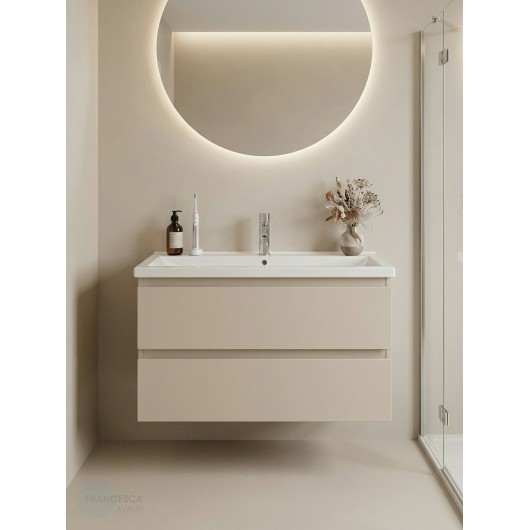 Тумба с раковиной Francesca Avanti Latina 100 подвесная, бежевая (ум. Фостер 100)