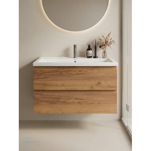 Тумба с раковиной Francesca Avanti Latina 100 подвесная, дуб крафт золотой (ум. Фостер 100)