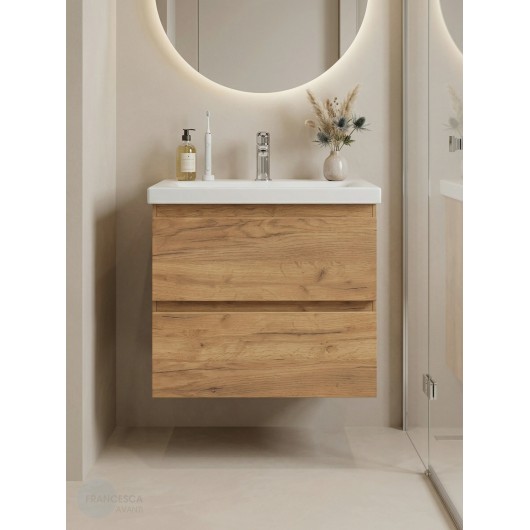 Тумба с раковиной Francesca Avanti Latina 50 подвесная, дуб крафт золотой (ум. Moduo 50)
