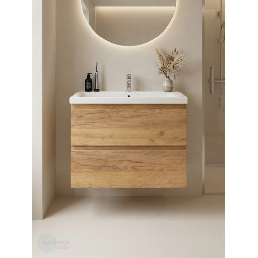Тумба с раковиной Francesca Avanti Latina 80 подвесная, дуб крафт золотой (ум. Moduo 80)