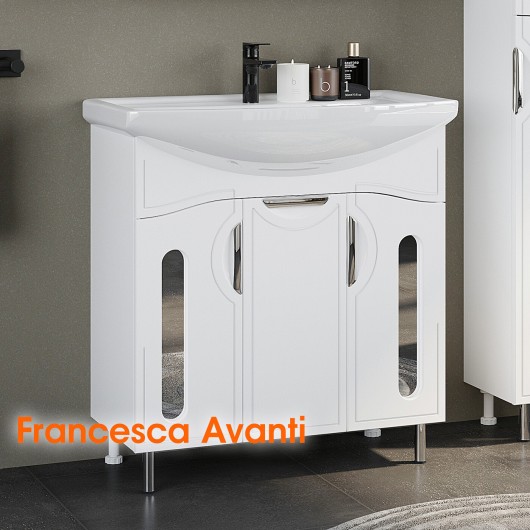 Тумба с раковиной Francesca Инфинити 80 белый (3 двери, ум. Балтика 80)