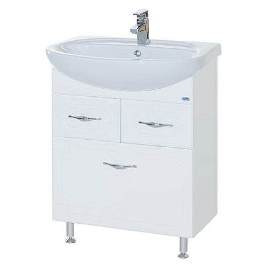 Тумба с раковиной Bellezza Стелла 65 2 ящика с бельевой корзиной