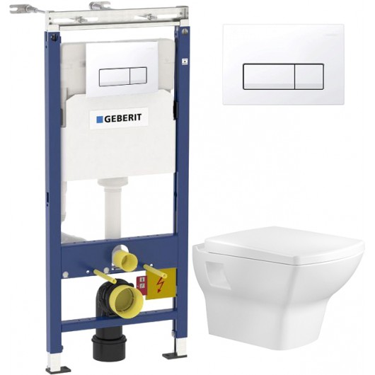 Комплект Инсталляция Geberit Duofix Платтенбау 4 в 1 с белой кнопкой ...