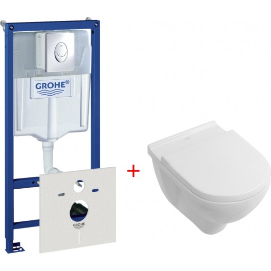Комплект Система инсталляции для унитазов Grohe Rapid SL 38750001 4 в 1 с кнопкой смыва + Унитаз подвесной Villeroy & Boch O'Novo 5660 H101 alpin Комплект Система инсталляции для унитазов Grohe Rapid SL 38750001 4 в 1 с кнопкой смыва + Унитаз подвесной Villeroy & Boch O'Novo 5660 H101 alpin