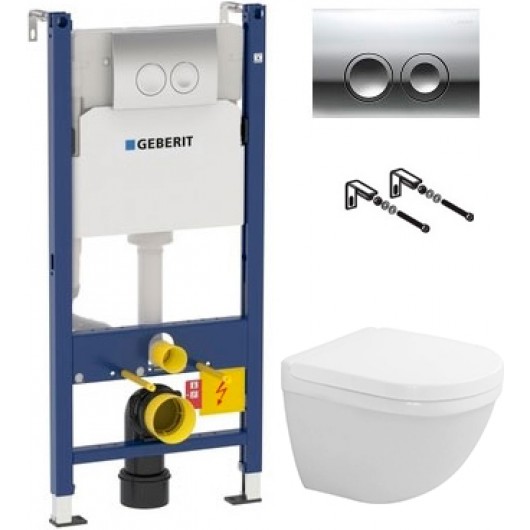 Комплект Инсталляция Geberit Duofix Delta 3 в 1 с кнопкой смыва + Унитаз Duravit Starck 3 с микролифтом