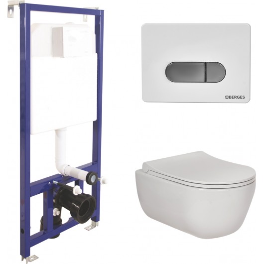 Комплект Berges Wasserhaus Novum 047237 кнопка хром/белая Комплект Berges Wasserhaus Novum 047237 кнопка хром/белая