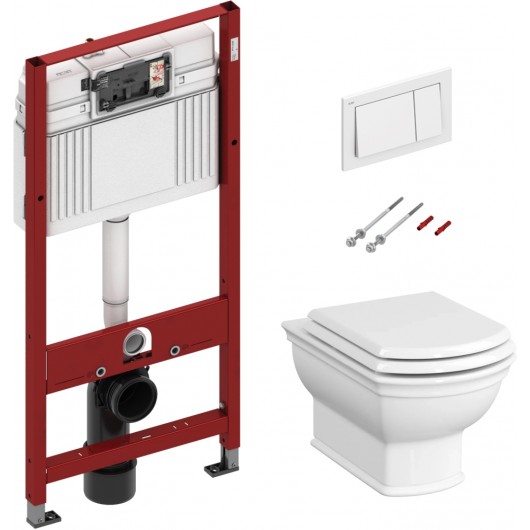 Комплект Унитаз VitrA Valarte безободковый + Крышка-сиденье с микролифтом + Инсталляция TECE Base